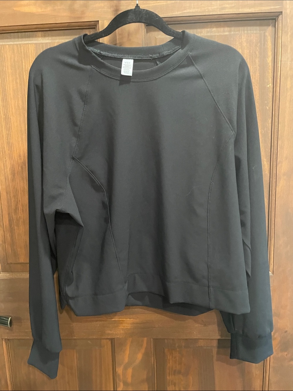 VSX Black Ribbed Crewneck Top